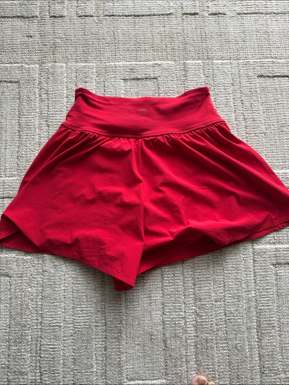Red Women’s High-Waisted Running Shorts - Picture 3 of 4